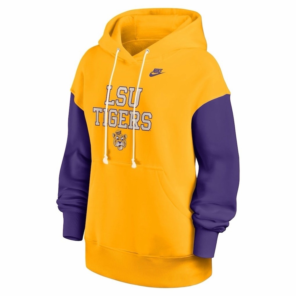Nike LSU Tigers Hoodie Sweatshirt Size Large Oversized Pullover NCAA - New